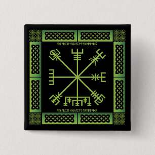 Keltische Vegvisir-knop (vierkant) Vierkante Button 5,1 Cm