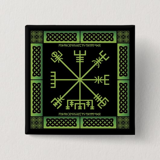 Keltische Vegvisir-knop (vierkant) Vierkante Button 5,1 Cm (Voorkant)
