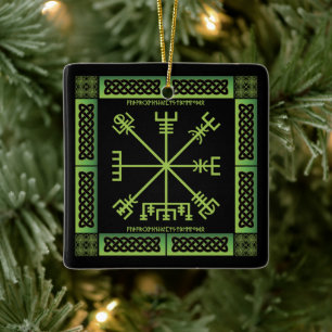 Keltische Vegvisir Sierstuk (Vierkant) Keramisch Ornament