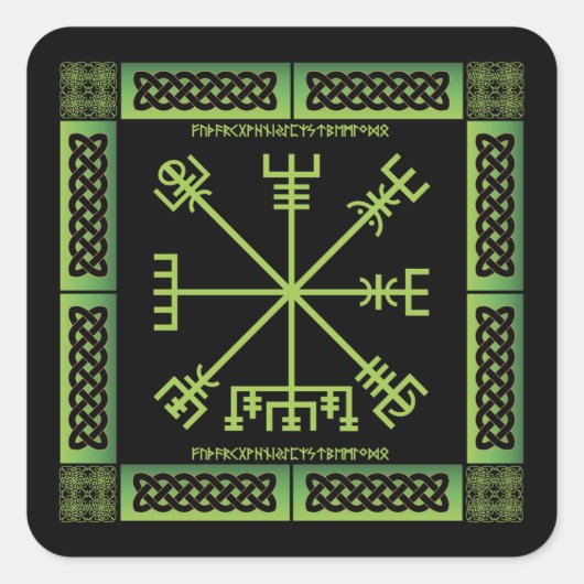 Keltische Vegvisir Stickers (Vierkant) (Voorkant)