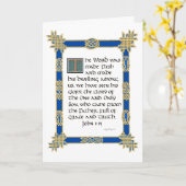 Keltische verlichte kalligrafie John 1:14 Kerstmis Kaart (Gele Bloem)