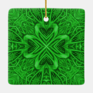 Keltische Vintage Groene Fractal van de Klaver Keramisch Ornament
