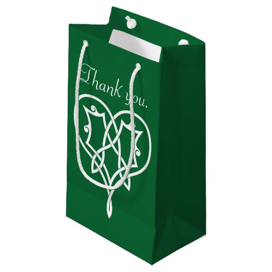 Keltische Vlecht Harten in Groene Cadeautas (Voorkant Gekanteld)