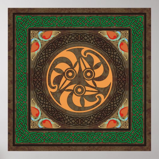 Keltische vogelkoppen poster (Voorkant)