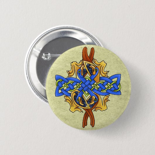 Keltische vogels ronde button 5,7 cm (Voorkant /achterkant)