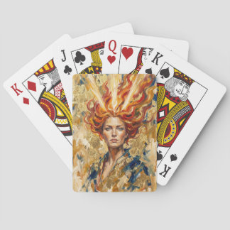 Keltische Vuur Godin Brigid Goudblad Fantasie Kuns Pokerkaarten