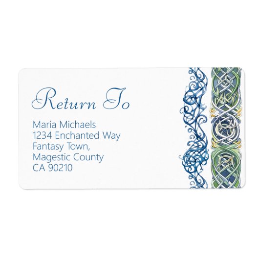 Keltische Waterverf Dragon retour adreslabel Etiket (Voorkant)