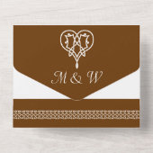 Keltische Weave-harten in chocolade All In One Uitnodiging (Achterkant)