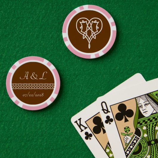 Keltische Weave-harten in chocolade Poker Chips (Pokertafel (Dubbel))