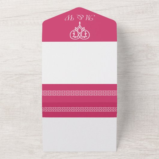 Keltische Weave-harten in frambozen All In One Uitnodiging (Buitenkant)