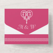 Keltische Weave-harten in frambozen All In One Uitnodiging (Achterkant)