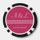 Keltische Weave-harten in frambozen Poker Chips (Achterkant)