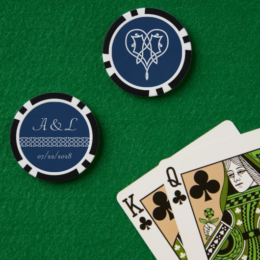 Keltische Weave Hearts bij de marine Poker Chips (Pokertafel (Dubbel))