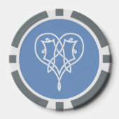 Keltische Weave Hearts in Periwinkle Poker Chips (Voorkant)