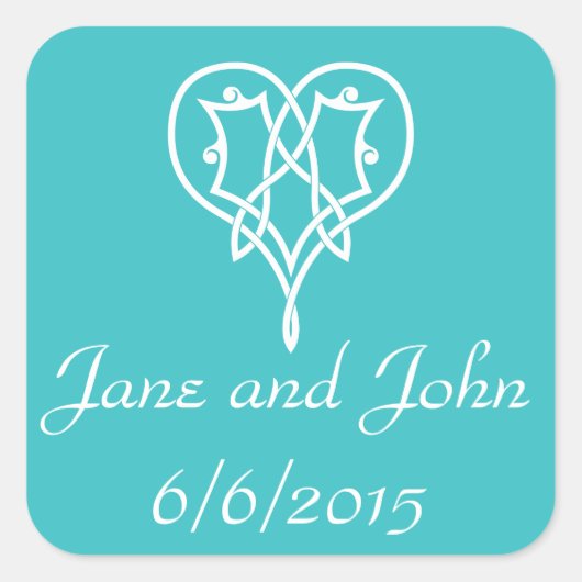 Keltische Weave Hearts in Turquoise Sticker (Voorkant)