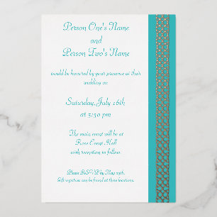 Keltische Weefharten in Turquoise Folie Invitation Uitnodiging