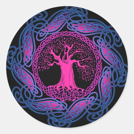 Keltische Wijsheid Boom (Ultra Violet versie) Ronde Sticker (Voorkant)