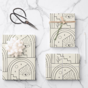 Keltische Witchy Eye Landscape Arch Line in Black Inpakpapier Vel