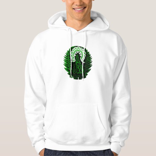 Keltische Wolf/maan, groen Hoodie (Voorkant)