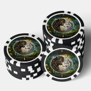 Keltische Yin Yang Wolven – Steampunk Harmonie. Poker Chips