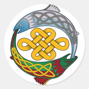 Keltische zalm ronde sticker