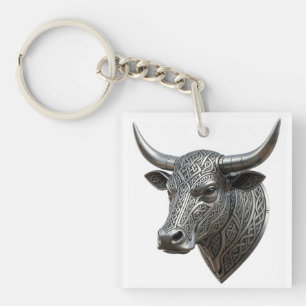 Keltische Zilveren Stierenkop Viking Keltisch Sleutelhanger
