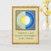 Keltische Zon Equinox en Maan Kaart (Gele Bloem)