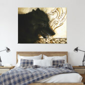 Keltische zwarte wolf canvas afdruk (Insitu (Slaapkamer))