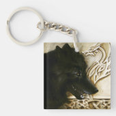 Keltische zwarte wolf sleutelhanger (Voorkant)