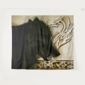 Keltische zwarte wolf wandkleed (Voorkant (horizontaal))