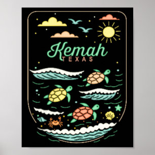 Kemah Tx Schattige strandvakantie Zeeschildpadlief Poster