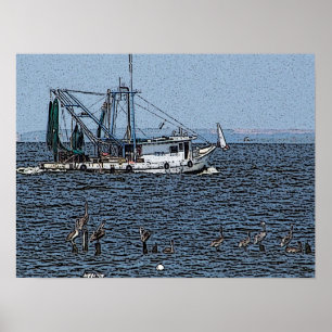 Kemah Vissen Boat poster