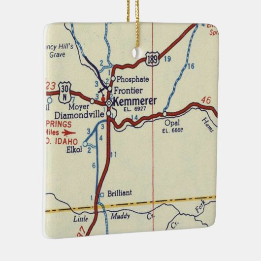 Kemmerer WY Map Keramisch Ornament (Rechts)