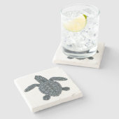 Kemp's Ridley Zee Turtle Hatchling Stone Onderzett Stenen Onderzetter (Zijkant)