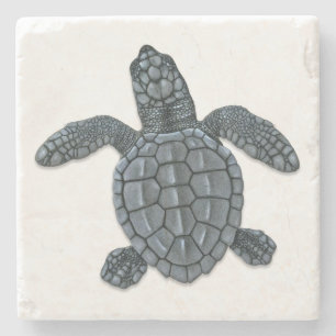 Kemp's Ridley Zee Turtle Hatchling Stone Onderzett Stenen Onderzetter
