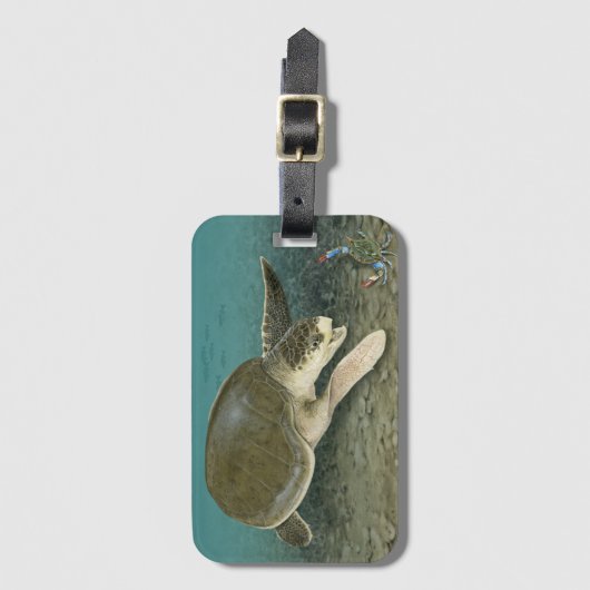 Kemp's Ridley Zee Turtle in Habitat Bagagelabel (Voorkant (verticaal))