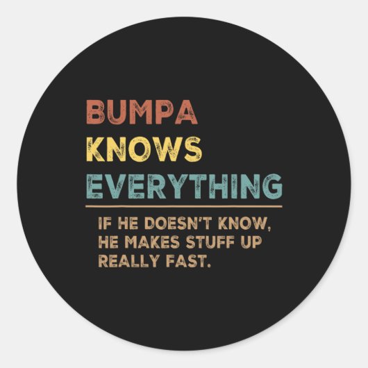 Ken alles Vaderdag voor grappige opa bump Ronde Sticker (Voorkant)