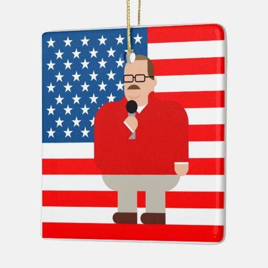 Ken Bone-kerstversiering: Amerikaanse vlag Keramisch Ornament (Links)