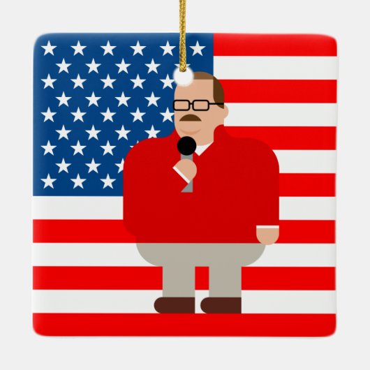 Ken Bone-kerstversiering: Amerikaanse vlag Keramisch Ornament (Achterkant)