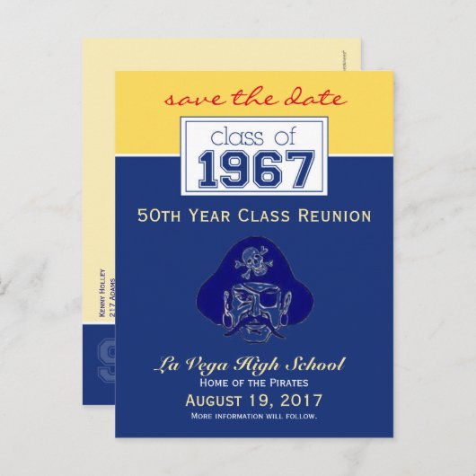 {Ken} Class Reunion Save-the-Date Aankondiging (Voorkant / Achterkant)