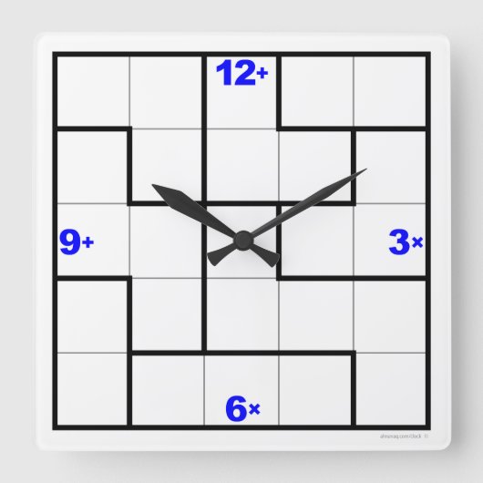 Ken® Clock met downloadbare puzzel Vierkante Klok (Voorkant)