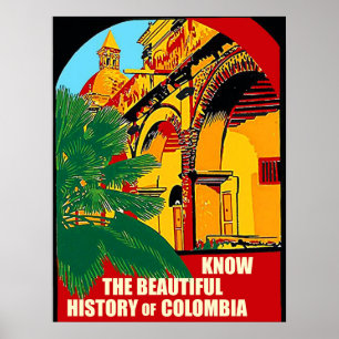 Ken de mooie geschiedenis van Colombia, vintage Poster