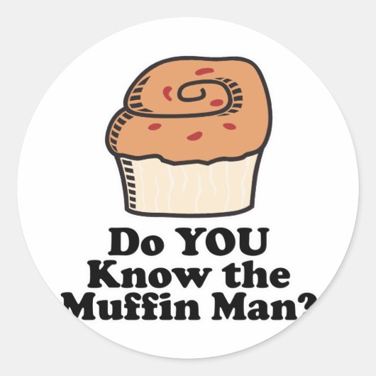 ken de muffinman ronde sticker (Voorkant)