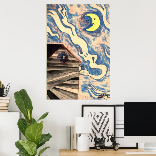 Ken Gage 1992 Moontrap Fine Art Poster (Thuiskantoor)