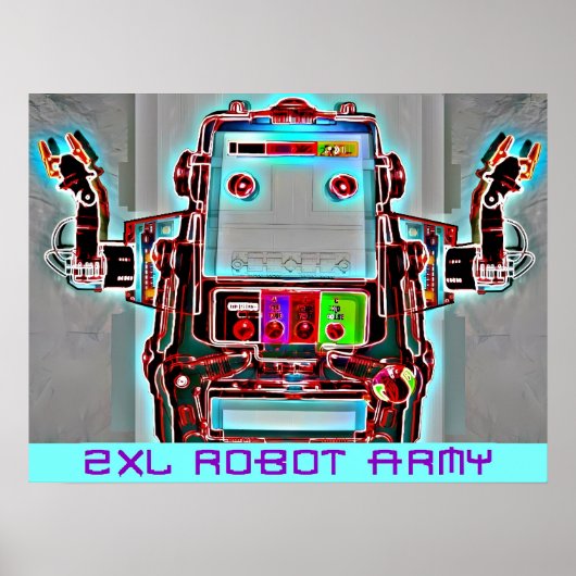 Ken Gage 2-XL Robot Army Retrowave Pop Surrealisme Poster (Voorkant)
