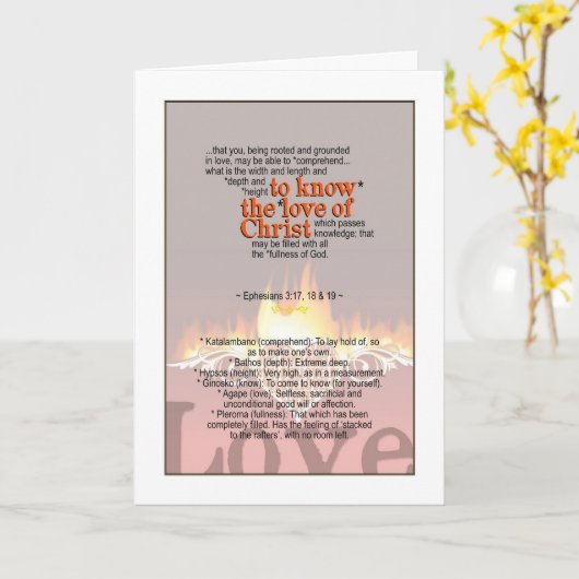 Ken Gods liefde - Efeziërs 3:17, 18 en 19 Kaart (Gele Bloem)