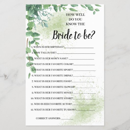 Ken je de Bride Eucalyptus Shower Kaart? Flyer (Voorkant)
