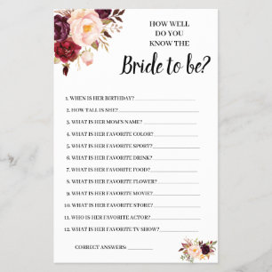 Ken je de Bride Marsala Shower Kaart? Flyer