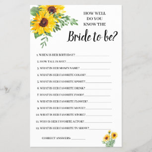 Ken je de Bride Sunflower Shower-kaart? Flyer