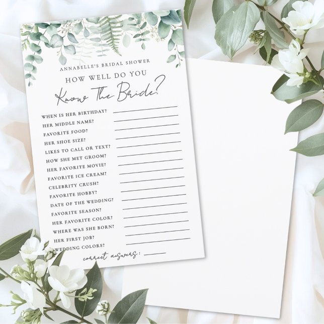 Ken Je de Bruid Bruiloftsspel (Do You Know The Bride Bridal Shower Game )